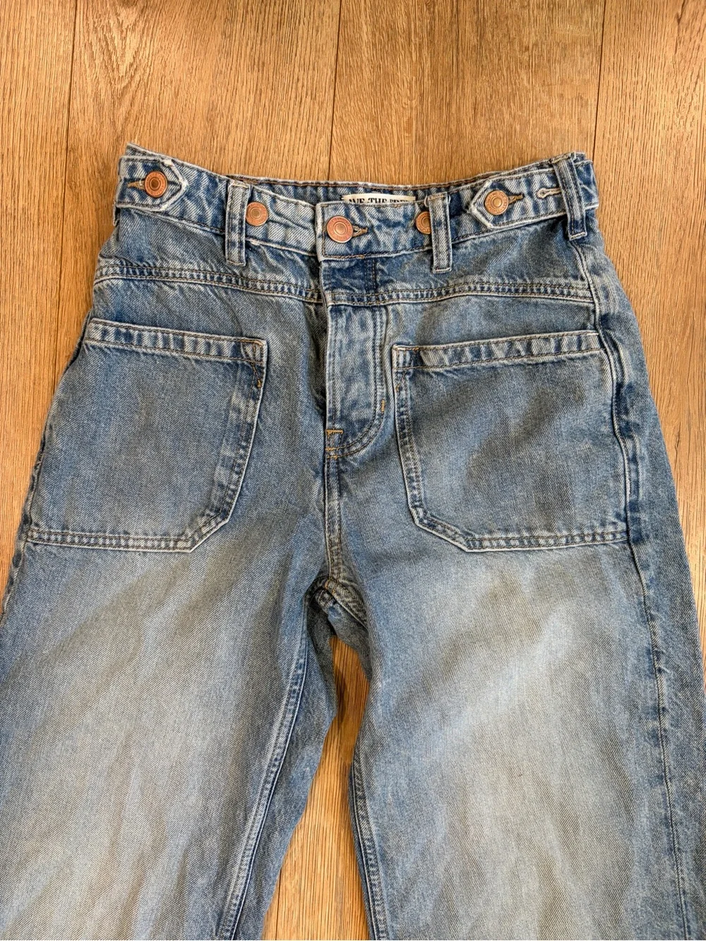 Free People We The Free Wide Leg Button Fly Jeans Size 24 Boho Denim - Picture 3 of 8